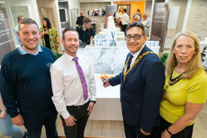 Flame staff with MP in bathroom showroom