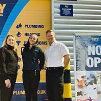 City Plumbing staff outside their latest branch in Filton