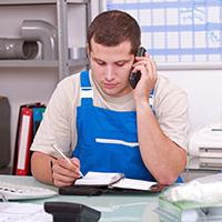 Plumber filling out a self assessment form